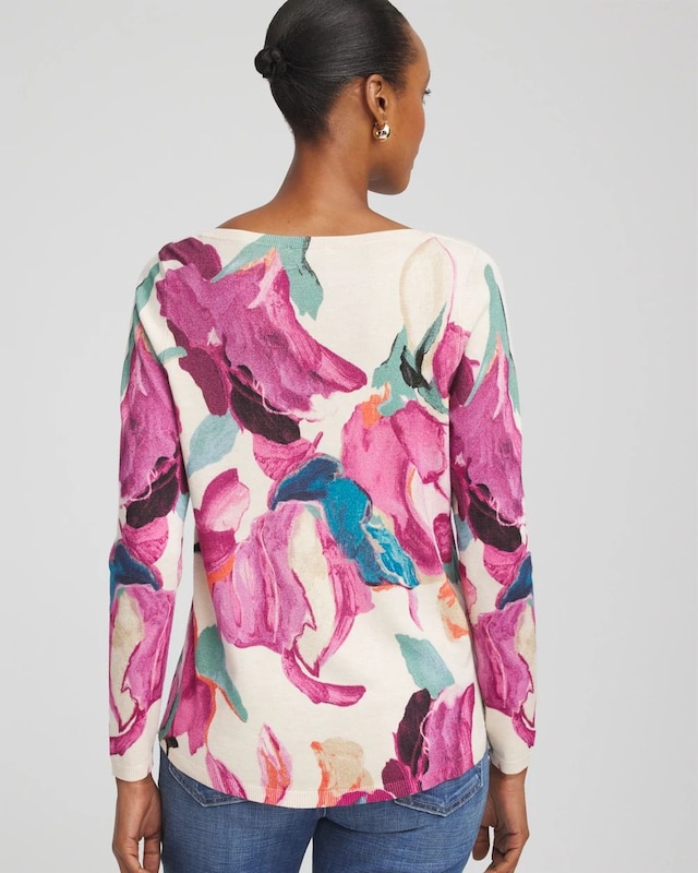 Ella Boatneck Watercolor Pullover Sweater - image 3